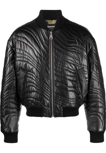 Roberto Cavalli Bomber trapuntato in pelle - Nero