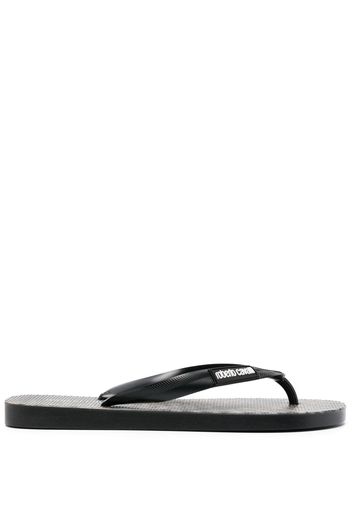 Roberto Cavalli animal-print logo flip flops - Nero