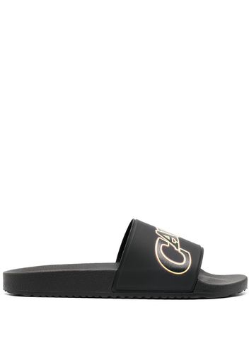 Roberto Cavalli logo-print flat slides - Nero