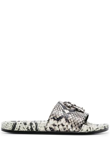 Roberto Cavalli snakeskin-effect flat slides - Grigio