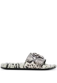 Roberto Cavalli snakeskin-effect flat slides - Grigio