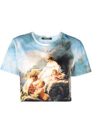 Roberto Cavalli graphic-print cropped T-shirt - Blu