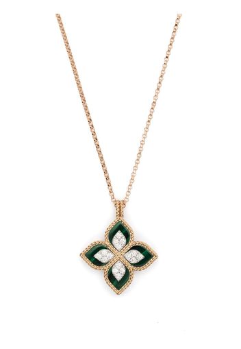 Roberto Coin 18kt rose gold Princess Flower malachite and diamond necklace - Oro