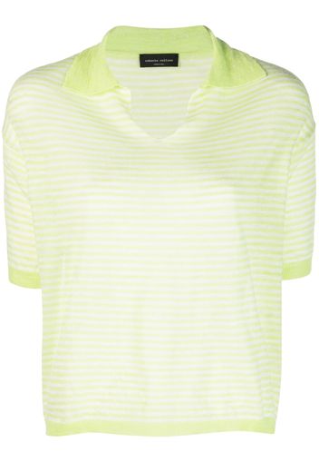 Roberto Collina short-sleeve stripped polo top - Verde