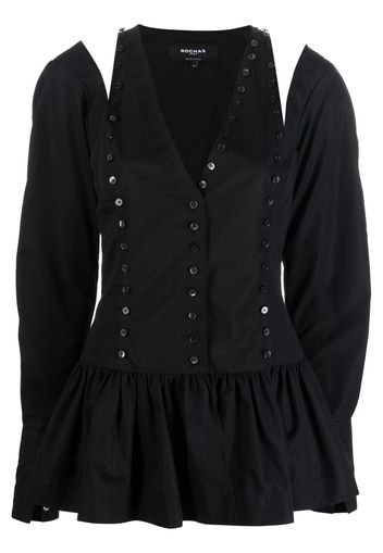 ROCHAS buttoned-up V-neck blouse - Nero