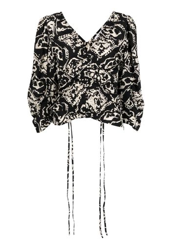 Rodebjer geometric-print silk blouse - Nero