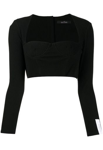 Rokh cropped sweetheart neck top - Nero