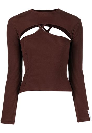 Rokh ribbed cut-out top - Marrone