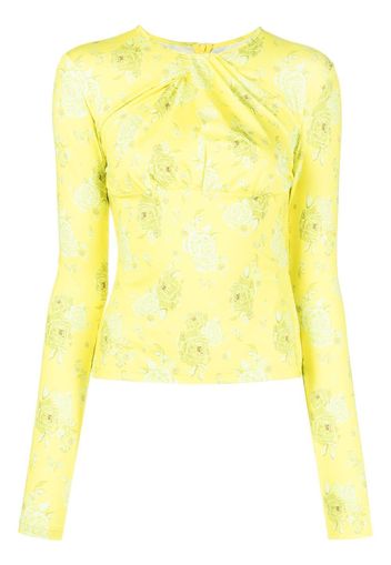 Rokh twist-detail rose-print top - Giallo