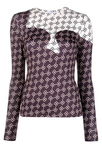 Rokh two-tone monogram top - Marrone