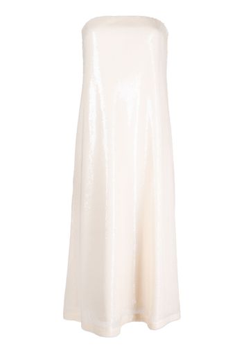 Rokh shimmer semi-sheer midi dress - Toni neutri