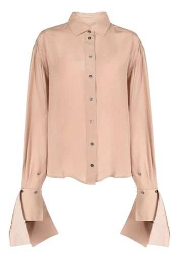 Rokh contrast-cuffs silk shirt - Marrone