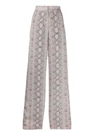 snakeskin print wide-leg trousers