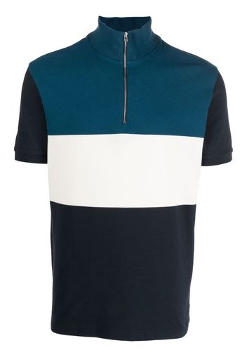 Ron Dorff colour-block zippered polo shirt - Blu