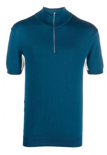 Ron Dorff zip-front short-sleeved polo shirt - Blu