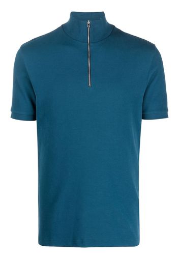 Ron Dorff zip-front short-sleeved polo shirt - Blu