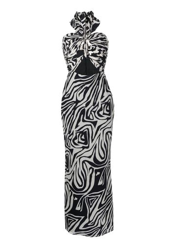 Ronny Kobo swirl print halterneck cut-out dress - Nero