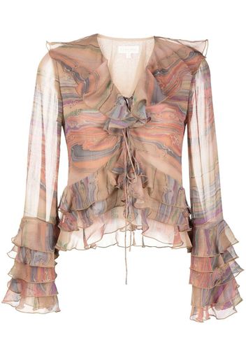 Ronny Kobo Nova ruffled blouse - Marrone