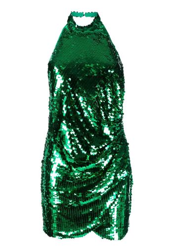 Ronny Kobo draped sequin halterneck mini dress - Verde