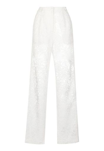 Ronny Kobo semi-sheer lace straight trousers - Bianco