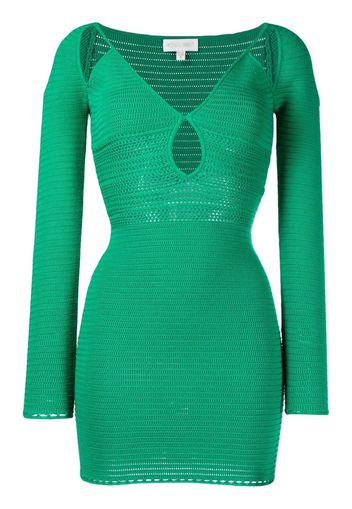 Ronny Kobo long-sleeve cut-out ribbed dress - Verde