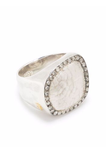 Rosa Maria diamond signet ring - Argento