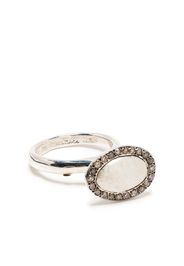 Rosa Maria oval-face pavé diamond ring - Argento