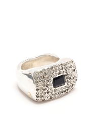 Rosa Maria pavé diamond sovereign ring - Argento