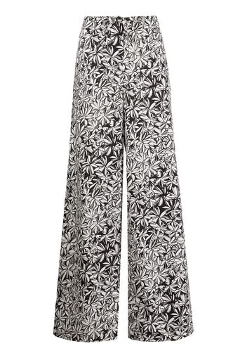 Rosetta Getty foliage-print poplin palazzo trousers - Nero