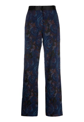 Rosetta Getty Pantaloni a fiori Tuxedo - Blu