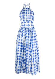 ROSIE ASSOULIN check-print halter neck maxi dress - Blu