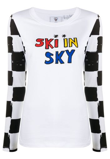 ski in sky print top