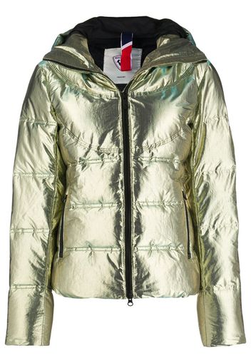 metallic puffer jacket
