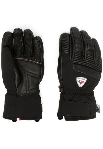 logo-patch leather gloves