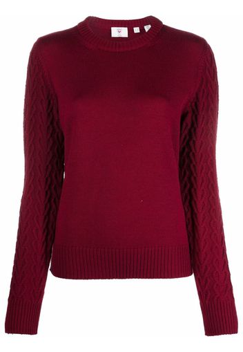 Rossignol logo-patch U-neck sweater - 311 CHERRY