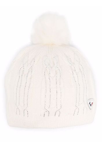 Rossignol logo-patch pompom beanie - Bianco