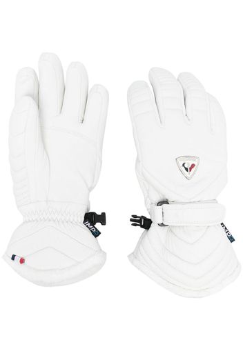 Rossignol logo-patch detail leather gloves - Bianco