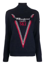 Rossignol intarsia-logo roll-neck jumper - Blu