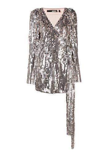 ROTATE sequin-embellished V-neck dress - Argento