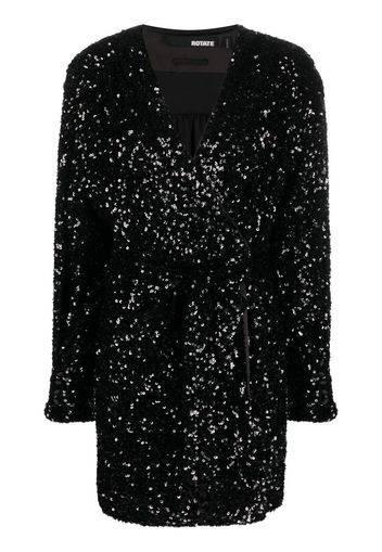 ROTATE sequin-embellished wrap minidress - Nero