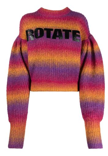 ROTATE intarsia-logo striped cropped jumper - Rosa