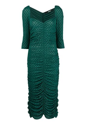 ROTATE monogram ruched midi dress - Verde