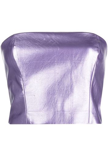 ROTATE metallic strapless cropped top - Viola