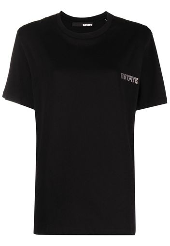 ROTATE rhinestone-logo organic cotton T-shirt - Nero