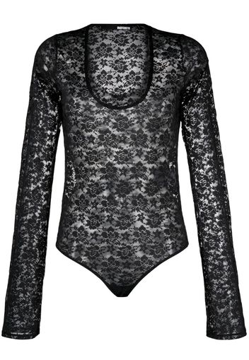 ROTATE floral-lace long-sleeved body - Nero