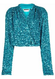 ROTATE Aurelia sequin-embellished blouse - Blu