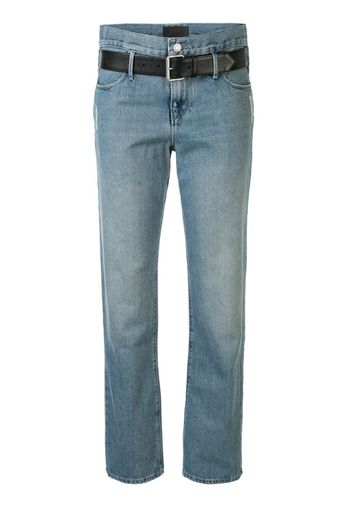 belted straight leg jeans