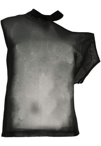 asymmetric mesh T-shirt