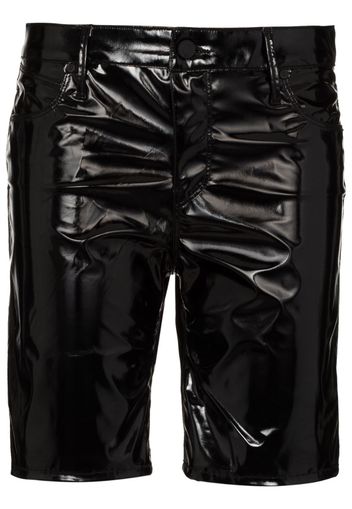 high-waist faux-leather shorts