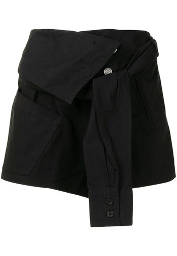 RtA asymmetric tied-shirt shorts - Nero